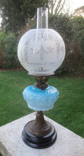 Antique brass blue glass - antique,