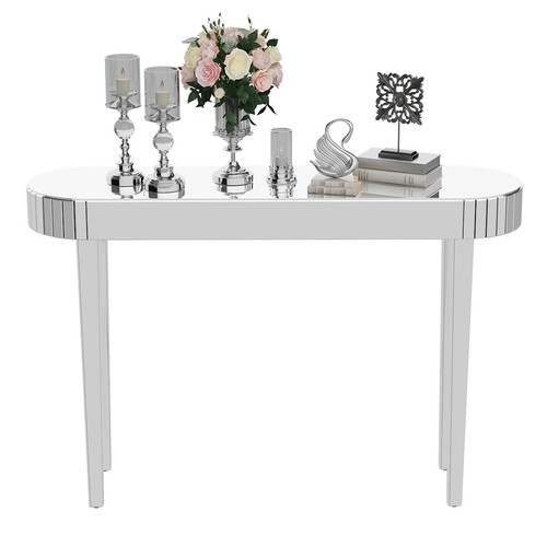Oval glass inlaid - glass, console