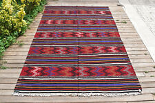 Turkish Kilim 63''x102'' Handwoven Adana Cicim Kilim 162x262cm Vintage Tent Rug