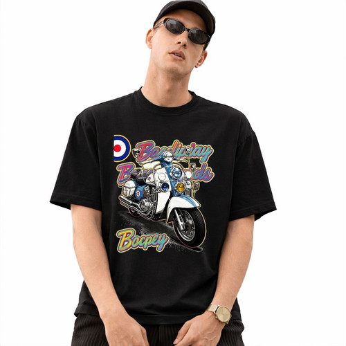 Retro mod scooter tee - scooter,