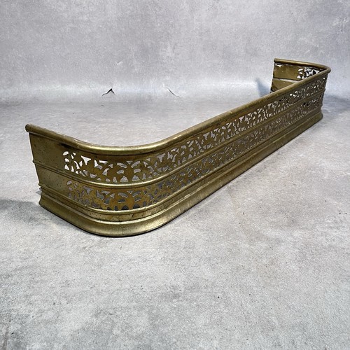 Antique brass fireplace fender - fireplace,
