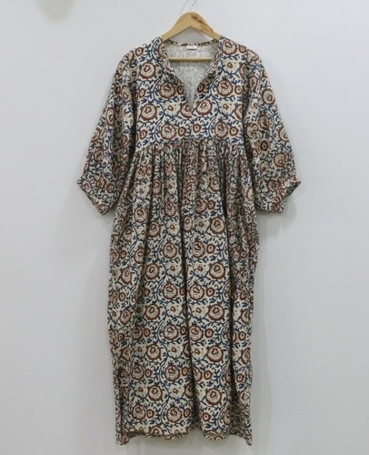 Hand block print cotton midi - block,