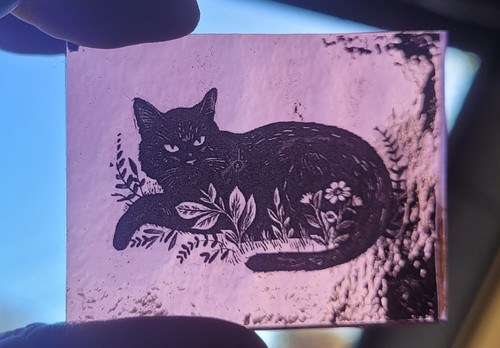 Stained glass cat traditional - glass,