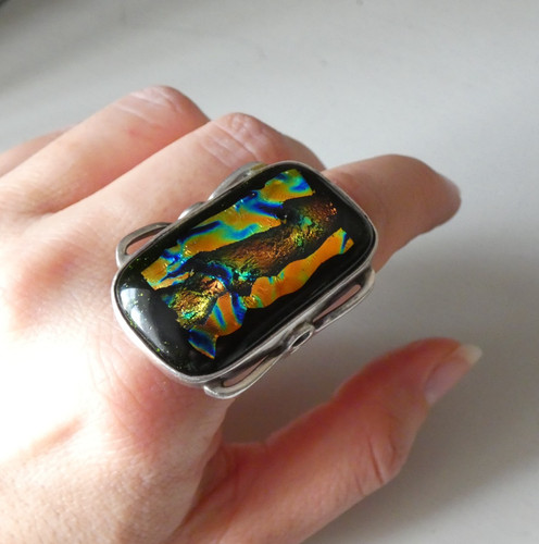 Huge vintage ring - vintage, dichroic