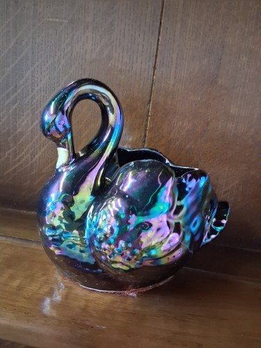 Vintage iridescent small swan - vintage,