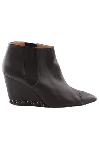 Chanel black leather ankle - black,