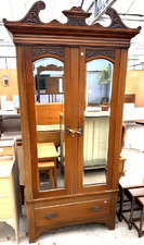 NEWLY POLISHED Victorian SATINWOOD Double Mirror Door Wardrobe,deep Drawer @Base