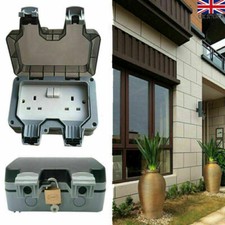Waterproof Outdoor Double Pole Switched Socket Box Electrical External UK Plug