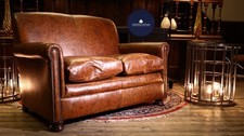 Stunning Tetrad Prince Midi 2 Seater Leather Club Small Sofa Brompton Tan 🚚🇬🇧