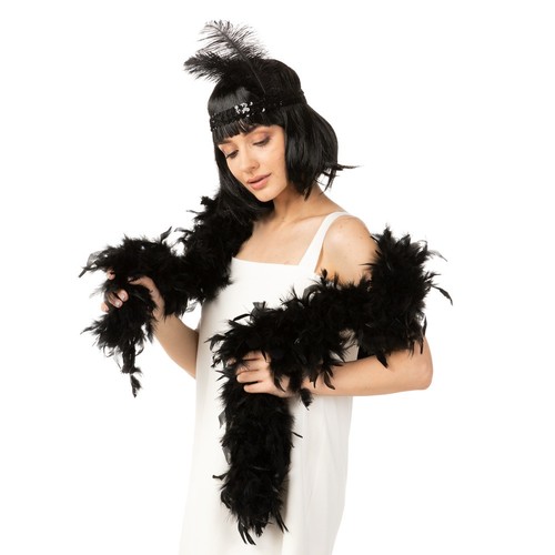 Black feather boa 180cm - black, 85g
