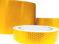 Golden Yellow High Visibility Self-Adhesive Reflective Tape  25mm - 200mm Widths