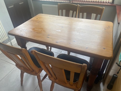 Solid pine dining table and - table, 4