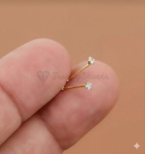 Pair 18ct Gold Plated Diamond Cut 925 Sterling Silver Nose Stud Piercing Pins