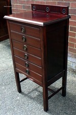 Victorian antique filing music cabinet 6 drawers solid mahogany Arts & Crafts