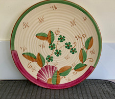 Wadeheath Art Deco Charger Plate Hand Painted In Stylised Flower & Leaf Design