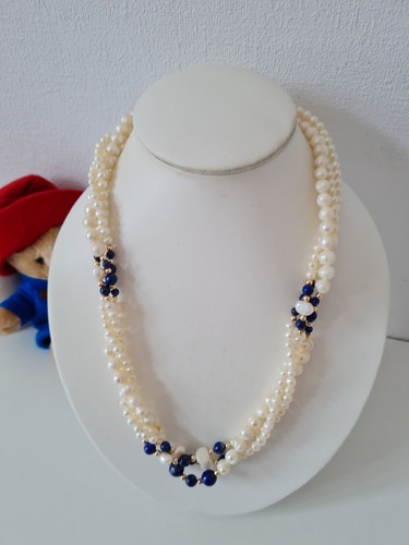 Vintage seed pearl lapis - seed,