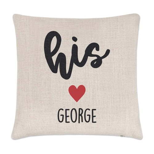 Personalised his heart cushion - personalised,