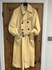 Vintage 1960s Lemon Yellow PVC Look Trench Coat, Slim Fit, Size 36