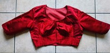 Vintage Hand Made Womens Top Readymade Art Satin Silk Bright Red Size S