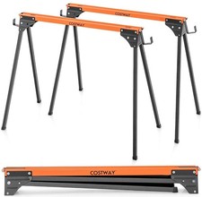 2 Pack Folding Saw Horses Compact Tools Heavy-duty Work Table