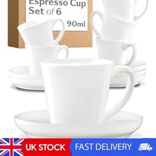 6 White Ceramic Espresso Cups