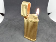 Vintage Cartier Gas Lighter Godron Gold Stripe Working Condition