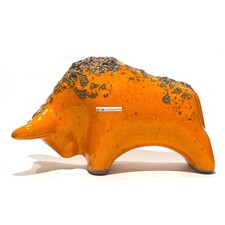 Otto Keramik Bull Orange Fat Lava Glaze- West German Pottery Ceramic Ornament