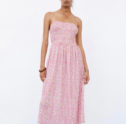 Zara pleated printed dress - zara,