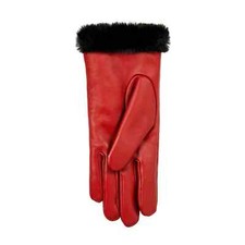 Charter Club Faux Fur-Cuff Leather Tech Gloves, Red, Small