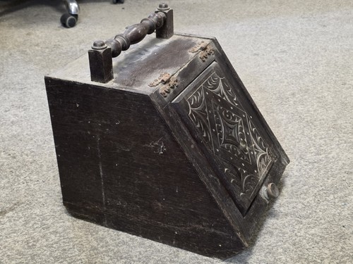 Vintage wooden coal scuttle - vintage,