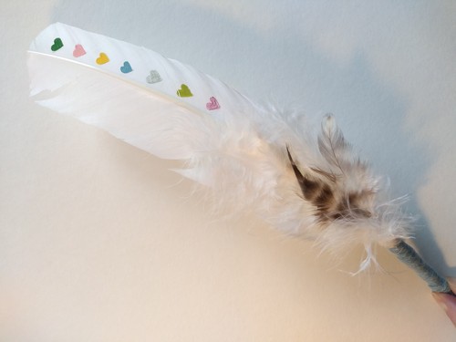 Hand painted feather fan - , for