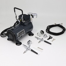 Switzer Airbrush With Compressor - Double Action Air Brush Spray Kit Grey