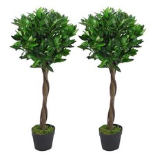 Pair of Artificial Bay Topiary