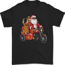 Motorbike & Sidecar Christmas Santa Xmas Biker Mens T-Shirt 100% Cotton