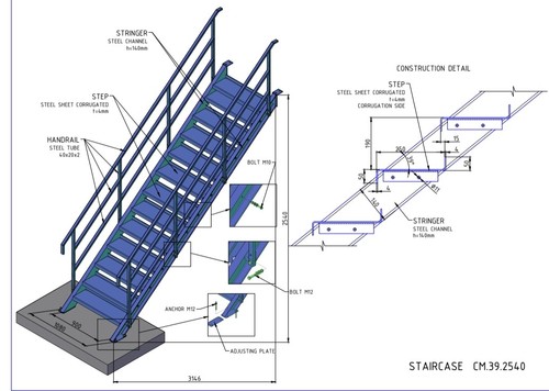 Steel staircase mezzanine - staircase,