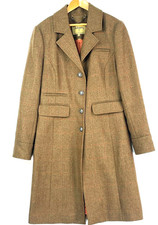DUBARRY of IRELAND Tweed Coat SZ 10 Knee length nut brown Windowpane check- NEW.