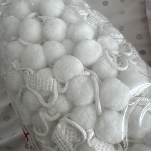 White polyester pom trim - polyester,