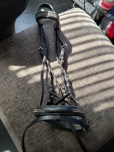 Pony bridle black - black, gem
