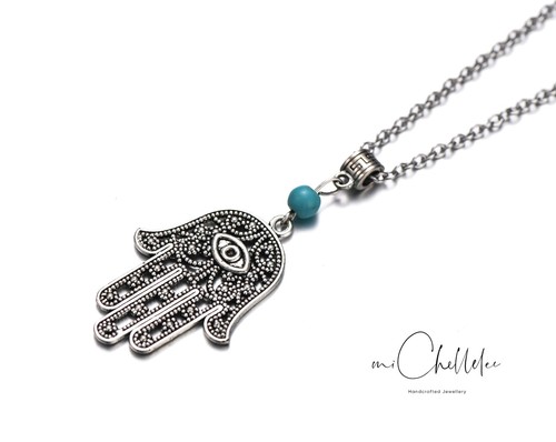 Large hamsa hand necklace - hamsa, with