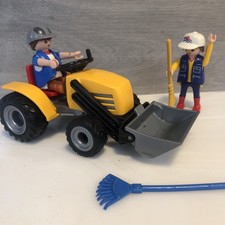 Playmobil Tractor And 2 Figures With Brushes. Construction Or Farming Family Fun