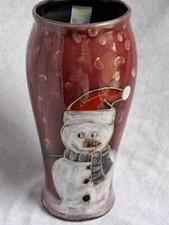 Anita Harris Christmas Snowman Vase
