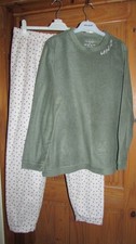 ladies green/cream cosy fleece pyjamas from Primark size 12-14