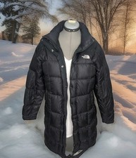 The North Face Metropolis Long Down Parka Coat Womens Large Black Winter Puffer