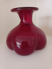 Art Glass by William Mason Hand Blown Ruby Red Lead Crystal Vase Amazing Shape