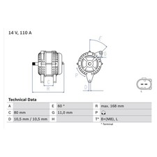 Bosch Car Alternator 12V fits