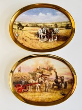 2 Vintage Davenport Collector Plates Golden Year Summer Autumn Fine Porcelain