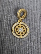 18k Gold Plated Sterling Silver Rotating Compass Charm + FREE BRACELET UK