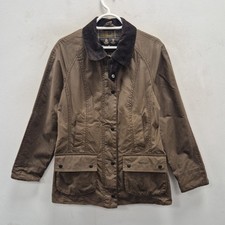 Barbour Classic Beadnell Brown Wax Waterproof Tartan Rain Coat Jacket UK 12