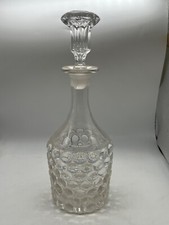 ANTIQUE VICTORIAN / GEORGIAN HOB NAIL BUBBLE BULLSEYE GLASS DECANTER