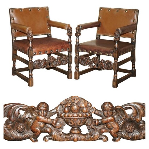 Pair ornately hand carved - pair,